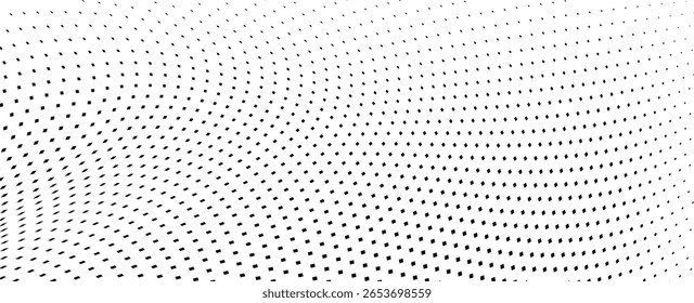 Abstract halftone wave dotted background. Halftone twisted grunge pattern, dot, circle.  Vector modern optical halftone pop art texture for poster, business card, cover, label mock-up, sticker layout