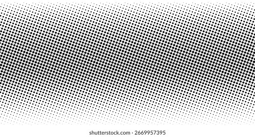 Abstract halftone wave dotted background. Futuristic twisted grunge pattern, dot, circles. Vector modern optical pop art texture for posters, business cards, cover, labels mock-up. eps10