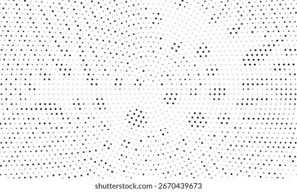 Abstractas fondo punteado de onda de medio tono. Patrón de grunge retorcido futurista, punto, círculos
