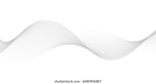 Abstractas fondo punteado de onda de medio tono. Patrón de grunge retorcido semitono, punto, círculo.  Textura óptica moderna del arte pop del semitono del Vector para el cartel, tarjeta de visita, cubierta, maqueta de la etiqueta, diseño de la etiqueta