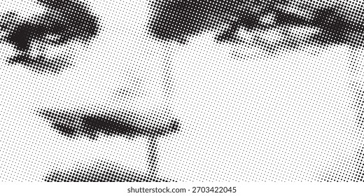 Abstractas fondo punteado de onda de medio tono. Patrón de grunge retorcido futurista, punto, círculos. Vector de textura de arte pop óptico moderno para carteles, tarjetas de visita, cubierta, maqueta de etiquetas, diseño de pegatinas
