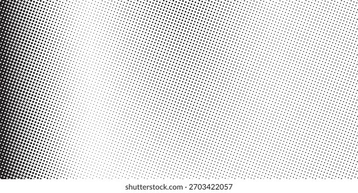 Abstractas fondo punteado de onda de medio tono. Patrón de grunge retorcido futurista, punto, círculos. Vector de textura de arte pop óptico moderno para carteles, tarjetas de visita, cubierta, maqueta de etiquetas, diseño de pegatinas
