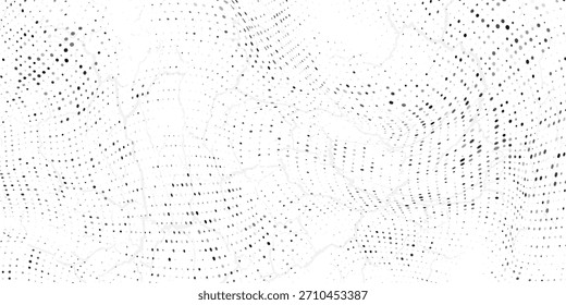 Abstract halftone wave dotted background. Fantastic monochrome texture.