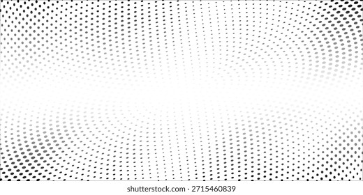 Abstrakte Halbtonwelle, gepunkteter Hintergrund. Halbton-Grunge-Muster mit Quadrat. Vektor Halbton moderne Pop Art verdrehte Textur für Poster,