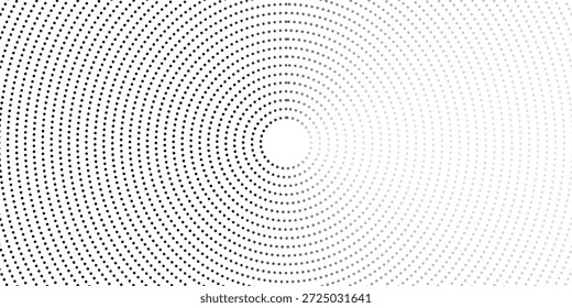 Abstractas fondo punteado de onda de medio tono. Patrón de grunge retorcido semitono, punto, círculo.  Textura óptica moderna del arte pop del semitono del Vector para el cartel, tarjeta de visita, cubierta, maqueta de la etiqueta, diseño de la etiqueta