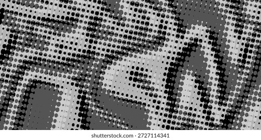 Plano de fundo pontilhado de onda de meio-tom abstrato. Meio-tom torcido grunge padrão, ponto, círculo.