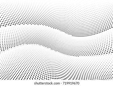 Abstract halftone wave dotted background. Futuristic grunge pattern, dot, circles.  Vector modern optical pop art texture for posters, sites, business cards, cover, labels mock-up, stickers layout