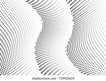 Abstract halftone wave dotted background. Futuristic grunge pattern, dot, circles.  Vector modern optical pop art texture for posters, sites, business cards, cover, labels mock-up, stickers layout