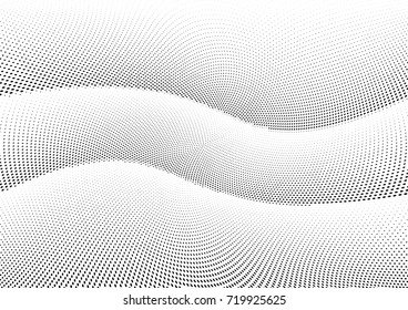 Abstract halftone wave dotted background. Futuristic grunge pattern, dot, circles.  Vector modern optical pop art texture for posters, sites, business cards, cover, labels mock-up, stickers layout