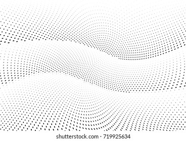 Abstract halftone wave dotted background. Futuristic grunge pattern, dot, circles.  Vector modern optical pop art texture for posters, sites, business cards, cover, labels mock-up, stickers layout