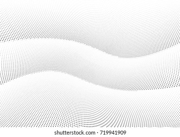 Abstract halftone wave dotted background. Futuristic grunge pattern, dot, circles.  Vector modern optical pop art texture for posters, sites, business cards, cover, labels mock-up, stickers layout