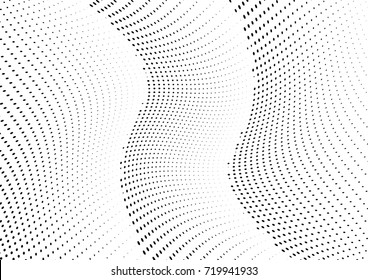 Abstract halftone wave dotted background. Futuristic grunge pattern, dot, circles.  Vector modern optical pop art texture for posters, sites, business cards, cover, labels mock-up, stickers layout