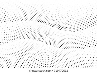 Abstract halftone wave dotted background. Futuristic grunge pattern, dot, circles.  Vector modern optical pop art texture for posters, sites, business cards, cover, labels mock-up, stickers layout