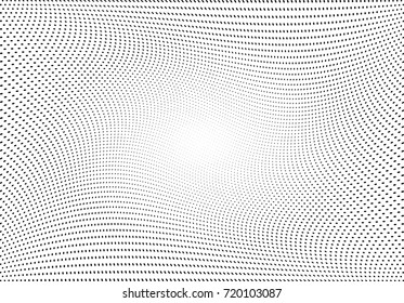 Abstract halftone wave dotted background. Futuristic grunge pattern, dot, circles.  Vector modern optical pop art texture for posters, sites, business cards, cover, labels mock-up, stickers layout