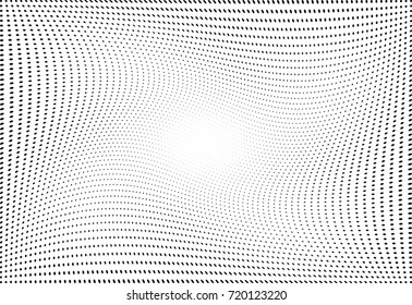 Abstract halftone wave dotted background. Futuristic grunge pattern, dot, circles.  Vector modern optical pop art texture for posters, sites, business cards, cover, labels mock-up, stickers layout