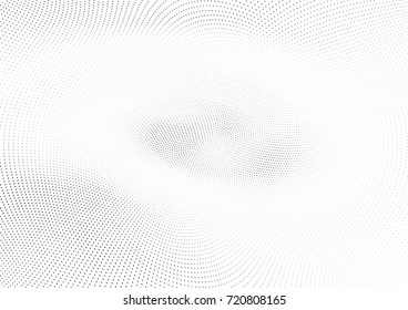Abstract halftone wave dotted background. Monochrome futuristic grunge pattern, stars.  Vector modern optical pop art texture for posters, site, postcard, cover, labels, vintage sticker mock-up layout