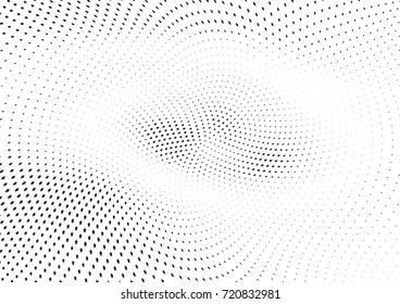 Abstract halftone wave dotted background. Monochrome futuristic grunge pattern, stars.  Vector modern optical pop art texture for posters, site, postcard, cover, labels, vintage sticker mock-up layout