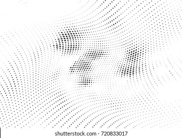 Abstract halftone wave dotted background. Monochrome futuristic grunge pattern, stars.  Vector modern optical pop art texture for posters, site, postcard, cover, labels, vintage sticker mock-up layout