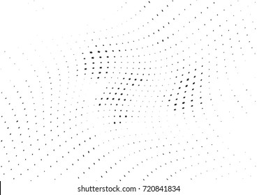 Abstract halftone wave dotted background. Monochrome futuristic grunge pattern, stars.  Vector modern optical pop art texture for posters, site, postcard, cover, labels, vintage sticker mock-up layout