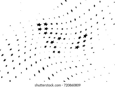 Abstract halftone wave dotted background. Monochrome futuristic grunge pattern, stars.  Vector modern optical pop art texture for posters, site, postcard, cover, labels, vintage sticker mock-up layout
