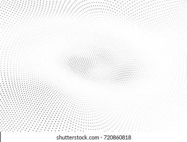 Abstract halftone wave dotted background. Monochrome futuristic grunge pattern, stars.  Vector modern optical pop art texture for posters, site, postcard, cover, labels, vintage sticker mock-up layout