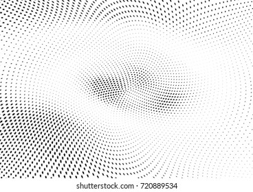 Abstract halftone wave dotted background. Monochrome futuristic grunge pattern, stars.  Vector modern optical pop art texture for posters, site, postcard, cover, labels, vintage sticker mock-up layout