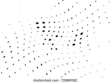 Abstract halftone wave dotted background. Monochrome futuristic grunge pattern, stars.  Vector modern optical pop art texture for posters, site, postcard, cover, labels, vintage sticker mock-up layout