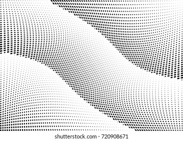 Abstract halftone wave dotted background. Monochrome grunge pattern with square.  Vector modern pop art texture for posters, sites, cover, business cards, postcards, art labels layout, stickers.