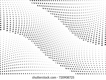 Abstract halftone wave dotted background. Monochrome grunge pattern with square.  Vector modern pop art texture for posters, sites, cover, business cards, postcards, art labels layout, stickers.