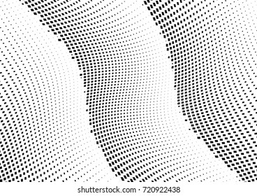 Abstract halftone wave dotted background. Monochrome grunge pattern with square.  Vector modern pop art texture for posters, sites, cover, business cards, postcards, art labels layout, stickers.