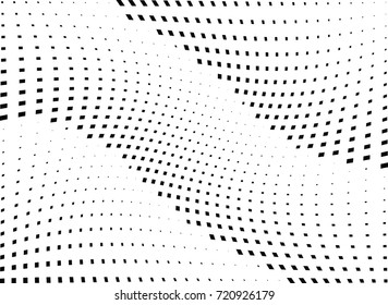 Abstract halftone wave dotted background. Monochrome grunge pattern with square.  Vector modern pop art texture for posters, sites, cover, business cards, postcards, art labels layout, stickers.