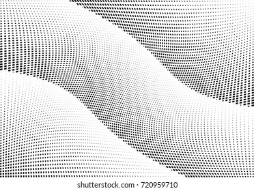 Abstract halftone wave dotted background. Monochrome grunge pattern with square.  Vector modern pop art texture for posters, sites, cover, business cards, postcards, art labels layout, stickers.