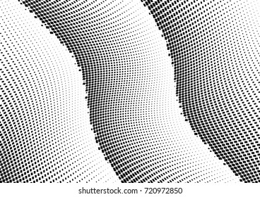 Abstract halftone wave dotted background. Monochrome grunge pattern with square.  Vector modern pop art texture for posters, sites, cover, business cards, postcards, art labels layout, stickers.
