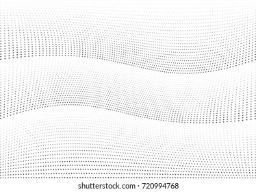 Abstract halftone wave dotted background. Monochrome futuristic grunge pattern, stars.  Vector modern optical pop art texture for posters, site, postcard, cover, labels, vintage sticker mock-up layout
