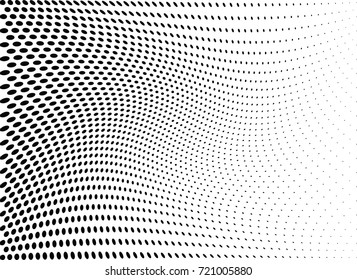 Abstract halftone wave dotted background. Futuristic grunge pattern, dot, circles.  Vector modern optical pop art texture for posters, sites, business cards, cover, labels mock-up, stickers layout