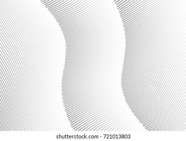 Abstract halftone wave dotted background. Monochrome futuristic grunge pattern, stars.  Vector modern optical pop art texture for posters, site, postcard, cover, labels, vintage sticker mock-up layout