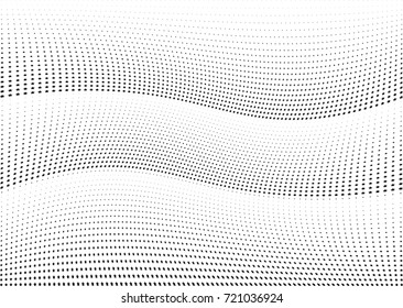 Abstract halftone wave dotted background. Monochrome futuristic grunge pattern, stars.  Vector modern optical pop art texture for posters, site, postcard, cover, labels, vintage sticker mock-up layout
