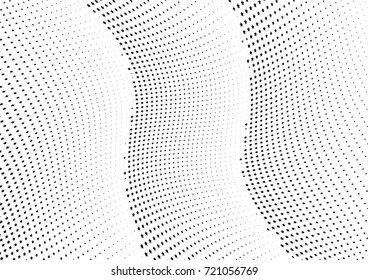 Abstract halftone wave dotted background. Monochrome futuristic grunge pattern, stars.  Vector modern optical pop art texture for posters, site, postcard, cover, labels, vintage sticker mock-up layout