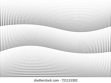 Abstract halftone wave dotted background. Monochrome futuristic grunge pattern, stars.  Vector modern optical pop art texture for posters, site, postcard, cover, labels, vintage sticker mock-up layout