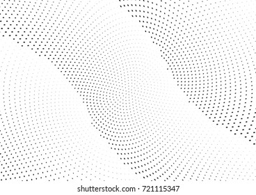 Abstract halftone wave dotted background. Monochrome futuristic grunge pattern, stars.  Vector modern optical pop art texture for posters, site, postcard, cover, labels, vintage sticker mock-up layout