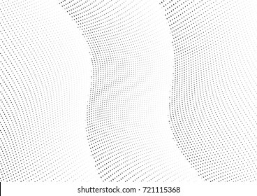 Abstract halftone wave dotted background. Monochrome futuristic grunge pattern, stars.  Vector modern optical pop art texture for posters, site, postcard, cover, labels, vintage sticker mock-up layout