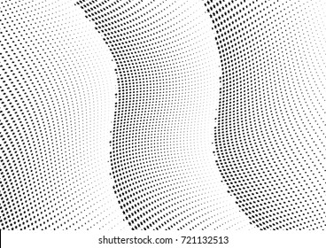 Abstract halftone wave dotted background. Monochrome futuristic grunge pattern, stars.  Vector modern optical pop art texture for posters, site, postcard, cover, labels, vintage sticker mock-up layout