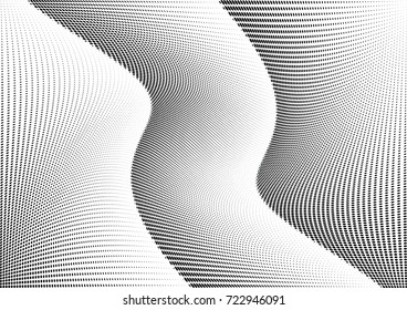 Abstract halftone wave dotted background. Futuristic twisted grunge pattern, dot, circles.  Vector modern optical pop art texture for posters, business cards, cover, labels mock-up, stickers layout