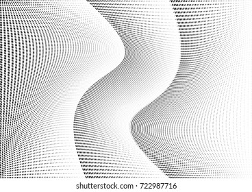 Abstract halftone wave dotted background. Futuristic twisted grunge pattern, dot, circles.  Vector modern optical pop art texture for posters, business cards, cover, labels mock-up, stickers layout