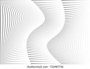 Abstract halftone wave dotted background. Futuristic twisted grunge pattern, dot, circles.  Vector modern optical pop art texture for posters, business cards, cover, labels mock-up, stickers layout