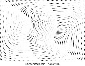 Abstract halftone wave dotted background. Futuristic twisted grunge pattern, dot, circles.  Vector modern optical pop art texture for posters, business cards, cover, labels mock-up, stickers layout