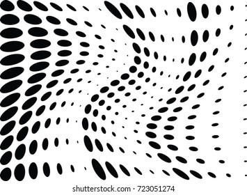 Abstract halftone wave dotted background. Futuristic twisted grunge pattern, dot, circles.  Vector modern optical pop art texture for posters, business cards, cover, labels mock-up, stickers layout