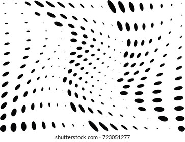 Abstract halftone wave dotted background. Futuristic twisted grunge pattern, dot, circles.  Vector modern optical pop art texture for posters, business cards, cover, labels mock-up, stickers layout
