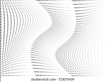 Abstract halftone wave dotted background. Futuristic twisted grunge pattern, dot, circles.  Vector modern optical pop art texture for posters, business cards, cover, labels mock-up, stickers layout