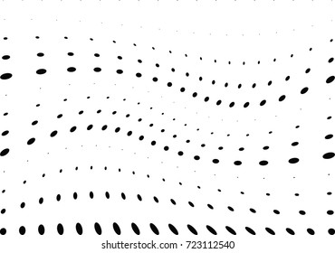 Abstract halftone wave dotted background. Futuristic twisted grunge pattern, dot, circles.  Vector modern optical pop art texture for posters, business cards, cover, labels mock-up, stickers layout